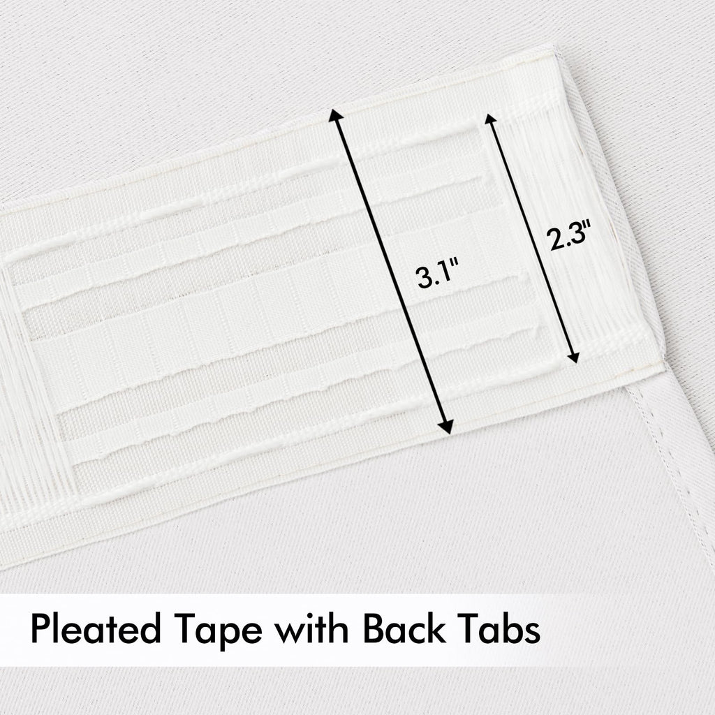 MIULEE Pure White Back Tab Blackout Curtains 52x108 Inch Long 2 Panels Set