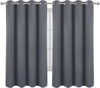 LEMOMO Grey Blackout Curtains 52 x 63 Inch/Gray Curtains Set of 2 Panels/Room Darkening Curtains for Bedroom Thermal Insulated Drape