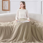 BEDELITE Fleece Throw Blanket for Couch - 300GSM Soft & Warm Fluffy Linen Blanket, Decorative and Giftable Striped Blankets for Women, Men, 50"x70"