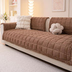 Couch Cover for Dogs Washable, Fuzzy Pet Couch Covers for 3 Cushion Sofa Pet Friendly, Non Slip Sofa Cover (Dark Brown, 27.6" x 27.6"/70 x 70cm 2 PCS)