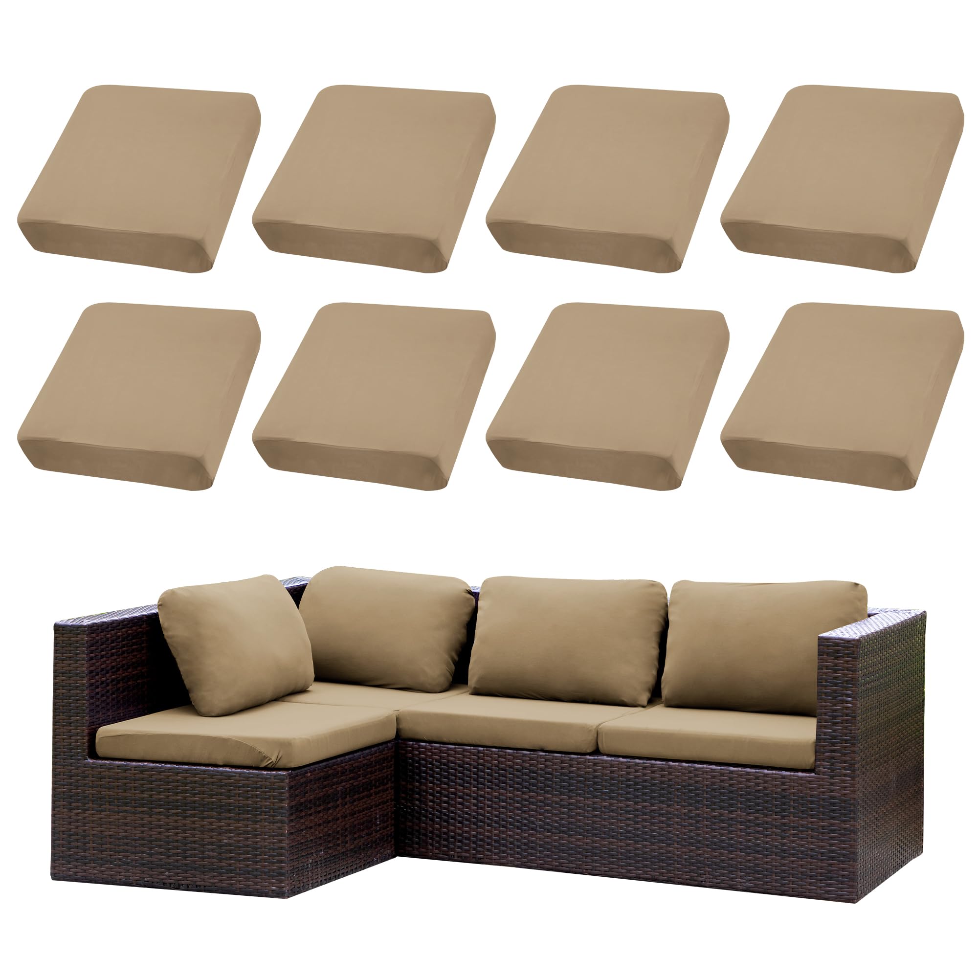 SUKAIKEQA 8PCS Patio Cushion Covers.Patio Furniture Couch SeatSlipcovers