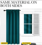 NICETOWN Teal Blackout Cafe Faux Silk Curtains for Small Windows, 42" Wide by 63" Long, 2 Panels, Rod Pocket Thermal Insulated Blackout Satin Drapes for Bedroom