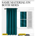 NICETOWN Teal Blackout Cafe Faux Silk Curtains for Small Windows, 42" Wide by 36" Long, 2 Panels, Rod Pocket Thermal Insulated Blackout Satin Drapes for Kitchen