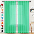SpaceDresser Basic Rod Pocket Sheer Voile Window Curtain Panels Grass Green 1 Pair 2 Panels 52 Width 96 Inch Long for Kitchen Bedroom Children Living Room Yard（Grass Green, 52W x 96L）