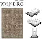 6x9 Washable Area Rug for Living Room Bedroom Vintage Rust Red Carpet Soft Low Pile Traditional Retro Non Slip Throw Rug for Dining Room Entryway Indoor Dorm Kitchen