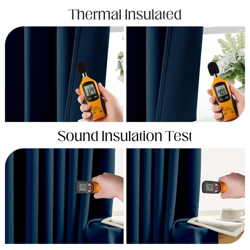 CUCRAF Navy Blue Blackout Curtains 84 inch Length 2 Panels Set, Rod Pocket Room Darkening Drapes for Bedroom Living Room, Insulated Thermal Light Blocking Window Curtain (W52 x L84 Inch)