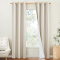 NICETOWN 100% Blackout Linen Texture Curtains 80" Long, Beige, 2 Pcs, Thermal Insulated Full Blackout 2-Layer Lined Drapes, Energy Efficiency Window Draperies for Boy's Room