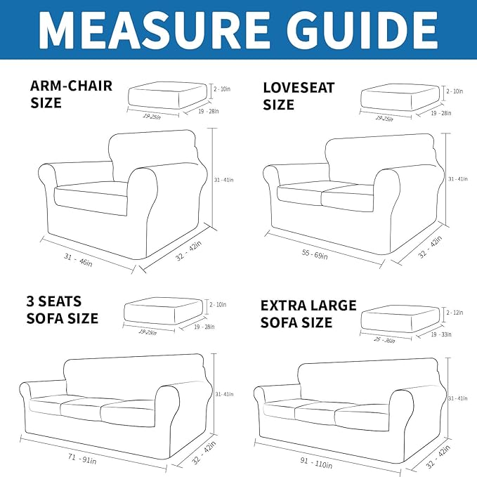 XINEAGE 2026 New 2 Pieces Chair Covers with Arms Super Stretch Chair Slipcover for Living Room Pet Dog Universal Slip Cover Anti Slip Armchair Furniture Protector (Beige), 31"-46"(1 Cushion)