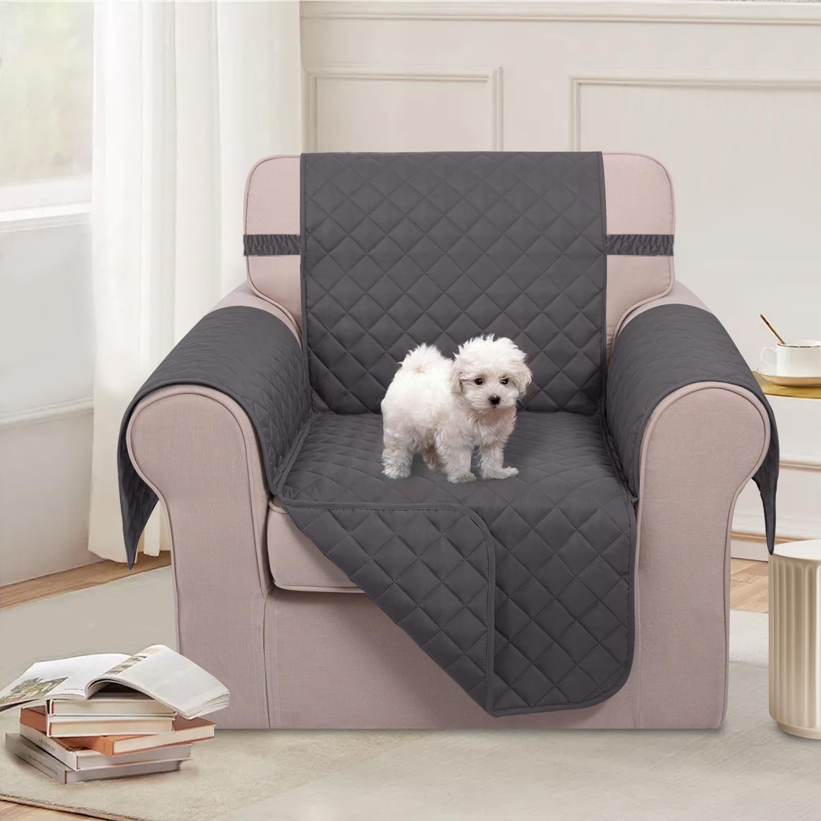 U-NICE HOME Reversible Oversized 28''Chair Covers, Dark Grey