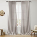 Nanspring Stone Grey Linen Curtains 84 Inch Length 2 Panels Set for Living Room Simple Modern Light Filtering Semi Sheer Curtain Back Tab and Rod Pocket Neutral Luxury Drapes for Bedroom Office 52x84