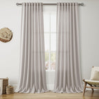 Nanspring Mist Sage Linen Curtains Semi Sheer 96 Inches Long 2 Panels Set for Living Room Back Tab Rod Pocket Light Filtering Drape for Bedroom Modern Farmhouse Coastal Decor Protect Privacy 52x96 — 기타