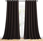NICETOWN Blackout Curtain Panels for Bedroom, 2 Panels, W70 x L95-inch, Toffee Brown, Thermal Insulated Grommet Top Blackout Draperies and Drapes for Basement