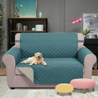 U-NICE HOME Loveseat Sofa Cover Reversible Couch Covers for 2 Cushion Couch for Dogs Furniture Protector Cover with Elastic Straps Water Resistant(Loveseat Small, Blue/Beige)