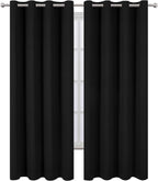 LEMOMO Blackout Curtains 52 x 108 inch/Black Curtains Set of 2 Panels/Thermal Insulated Room Darkening Bedroom Curtains