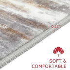 KOZYFLY Modern Abstract Washable Long Runner Rug 2.6x20 Hallway Rug Runner Non-Slip Soft Kitchen Runner Rugs, Multi Grey/Orange 20 Foot Carpet Runners for Stair Entryway Bathroom