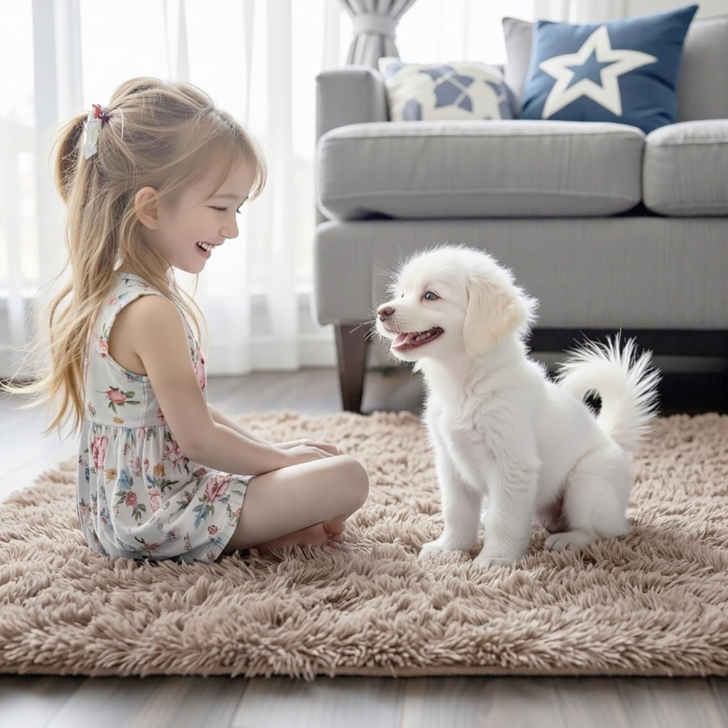 Area Rugs10x14 for Living Room,Beige Large Shaggy Carpet Plush Furry Rug