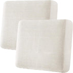 H.VERSAILTEX Super Stretch Individual Seat Cushion Covers - Sofa Couch Cushion Slipcover Sets - Thick Jacquard Textured Twill Fabric - Large (2 Piece, Ivory)
