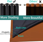 Yakamok Orange 100% Blackout Curtains, Total Blackout Lined Curtain Panels for Bedroom, 2 Thick Layers Grommet Top Thermal Insulated Blackout Drapes for Living Room(52Wx84L, Burnt Orange, 2 Panels)