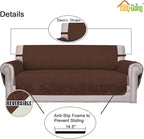Easy-Going Reversible Loveseat Couch Cover for 2 Cushion Couch Sofa Cover for Dogs Water Resistant Furniture Protector with Foam Sticks Elastic Straps for Pet (Loveseat, Coffee/Ivory)