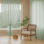 Extra Wide Sage Green Sheer Curtains for Windows 108 inches Long, Lightweight Light Filtering Soft Drapes for Living Room Bedroom, Dual Rod Pocket Sheer Curtains, 2x59Wx108L inches, 9FT, 2PCS