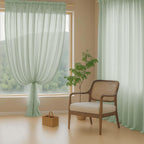 Ebesto Extra Wide Sage Green Sheer Curtains for Windows 108 inches Long, Lightweight Light Filtering Soft Drapes for Living Room Bedroom, Dual Rod Pocket Sheer Curtains, 2x59Wx108L inches, 9FT, 2PCS