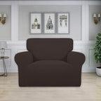 Easy-Going Stretch Oversized Chair Sofa Slipcover 1-Piece Couch Sofa Cover Furniture Protector Soft with Elastic Bottom for Kids Spandex Jacquard Fabric Small Checks Chocolate