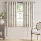 jinchan Floral Linen Curtains for Living Room 63 Inch Length Green Flower Curtain Rod Pocket Back Tab Farmhouse Curtains with Printed Floral Bedroom Window Curtain Set, 2 Panels Green