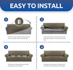 KEKUOU Stretch Single Sofa Slipcover 1 Piece Couch Sofa Cover (31"-55") Furniture Protector 1 Seater Sofa with Elastic Bottom for Kids,Pet.Jacquard Small Checked Pattern Fabric(Small,Khaki)