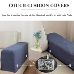 Disayu 2Pcs Couch Arm Covers, Armrest Cover for Sofa, Sofa Arms Covers Washable Arms with Twist Pins Soft,Skin-Friendly for Pets (Texture Light Gray, Armrest Cover)
