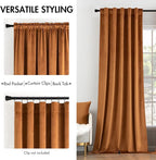MIULEE Velvet Curtains 90 inches 2 Panels - Luxury Blackout Curtains for Bedroom Living Room Thermal Insulated Super Soft Window Drapes Rod Pocket & Back Tab, Gold Brown, W52 x L90 inch