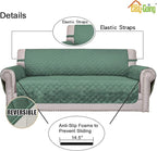 Easy-Going 4 Seater Sofa Slipcover Reversible Sofa Cover Water Resistant Couch Cover with Foam Sticks Elastic Straps Furniture Protector for Pets Children Dog Cat (XX-Large, Cyan/Ivory)