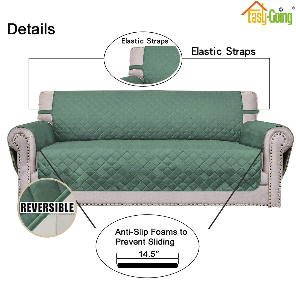 Easy-Going Reversible Couch Cover, 4 Seater Sofa, XX-Large Sofa, Cyan/Ivory