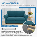 XINEAGE New 3 Pieces Couch Covers for 2 Extra Large Cushion Sofa Super Stretch Sofa Cover for 2 Large Seat Universal Loveseat Slip Cover for Living Room (Peacock Blue), 71"-91"(2 Cushions)