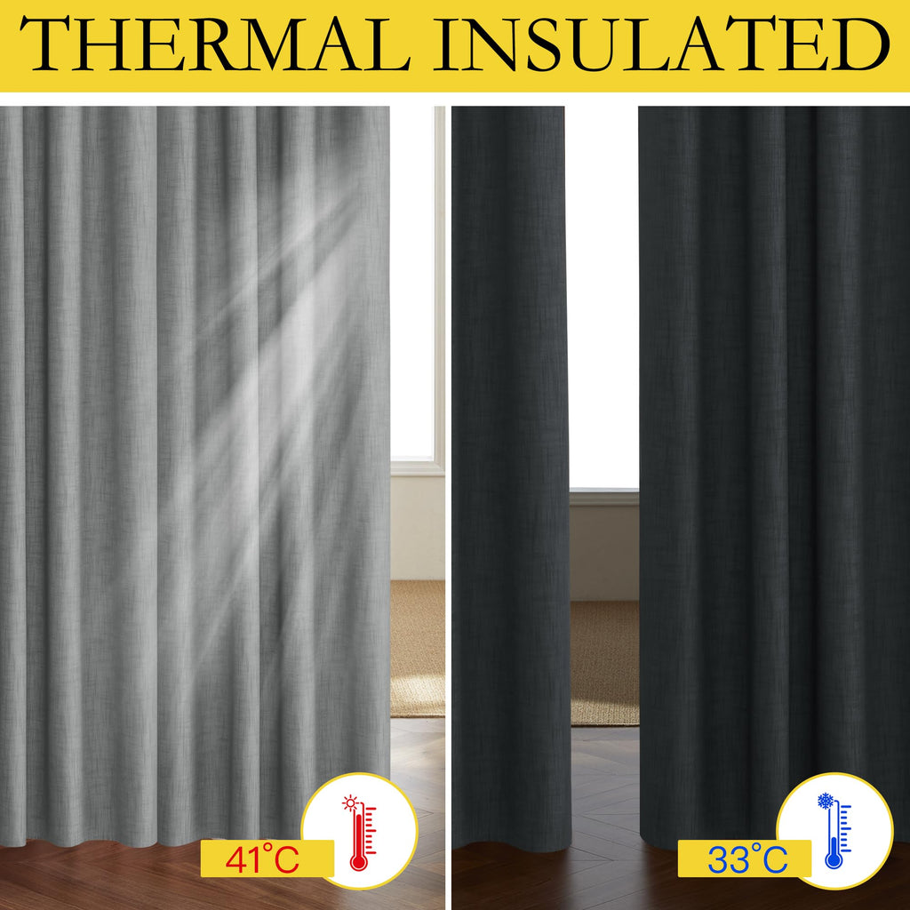 NICETOWN 100% Absolutely Blackout Linen Curtains with Thermal Insulated White Liner, Dove Grey, 52" W x 63" L, Set of 2, Burlap Textured Textured Linen Look Privacy Window Treatment for Kitchen