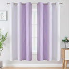 Estelar Textiler Lilac and Greyish White Ombre Blackout Curtains 72 Inches Length for Bedroom, Thermal Insulated Light Blocking Grommet Gradient Blackout Drapes for Living Room, 42Wx72L, 2 Panels