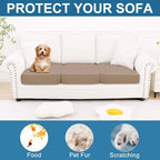 Smiry Printed Couch Cushion Covers, Stretch Soft Couch Covers for Sofa, Washable Non-Slip Sofa Slipcover Furniture Protector for Indoor and Outdoor (3 Pack, Mocha)
