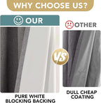 H.VERSAILTEX Linen Blackout Curtains 54 Inches Long 100% Absolutely Blackout Thermal Insulated Textured Linen Look Curtain Draperies Anti-Rust Grommet, Energy Saving with White Liner, 2 Panels, Grey