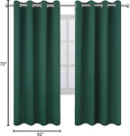 LEMOMO Dark Green Thermal Blackout Curtains/52 x 72 Inch/Set of 2 Panels Room Darkening Curtains for Bedroom