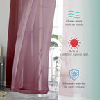 OVZME Burgundy Sheer Curtains 84 inch Length 2 Panels Set, Light Filtering Sheer Privacy Curtain Drapes, Rod Pocket Window Treatments Voile Curtains for Living Room Bedroom, 42" W x 84" L