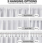 Deconovo Blackout Curtains, Thermal Insulated, W52 x L63 2 Panels, Back Tab, Machine Washable, Room-Darkening Drapes for Bedroom/Living Room Star White