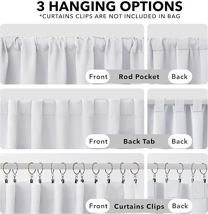 Deconovo Blackout Curtains, Thermal Insulated, W52 x L95 2 Panels, Back Tab, Machine Washable, Room-Darkening Drapes for Bedroom/Living Room Star White