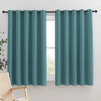 NICETOWN Bedroom Curtain Panels Blackout Draperies, Thermal Insulated Solid Grommet Blackout Curtains/Drapes (Sea Teal, One Pair, 70 by 63-inch)