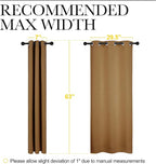 NICETOWN Sleek Blackout Curtains 63 inches Length for Small Windows, Noise Reducing and Block Draft Panels for Door Doorway Laundry Office Luxury Decor Theme (2 Panels, Gold Brown, W34 x L63 -Inch)