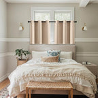 MIULEE Short Curtains for Windows - Beige Blackout Half Window Curtains Thermal Insulated Privacy Drapes for Kitchen Bedroom Bathroom Grommet Top Small Basement Tiers W40 x L36 Inch 2 Panels