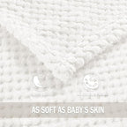 Exclusivo Mezcla Fleece Throw Blanket Extra Large, Super Soft and Warm Blankets for Couch, Sofa and Bed Waffle Textured, Cozy, Fuzzy and Lightweight (Pure White, 50x70 Inches)