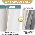 H.VERSAILTEX Linen Curtains 100% Blackout Curtains for Bedroom 90 inch Long Full Light Blocking Nature Linen Blended Window Curtains for Living Room Nickel Grommet (2 Panels, Ivory)