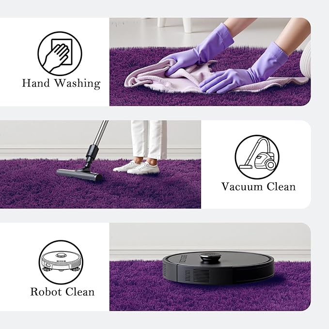 4x6 Area Rugs for Bedroom, Grape Purple Soft Fluffy Shag Bedside Rugs