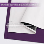Yakamok 100% Blackout Curtains 52x96 inch Long Purple Window Drapes-Bedroom
