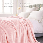 Exclusivo Mezcla Plush Fuzzy Fleece Bed Blanket Queen Size, Super Soft, Fluffy and Warm Blankets for Couch, Bed, All Season (Light Pink, 90x90 Inches)