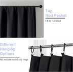 Simplebrand Ava Halloween Black Short Blackout Curtains for Bedroom 45 Inches Long 2 Panels Set, Solid Thermal Insulated, Energy Saving Window Treatment Curtains Blackout Drapes, W40 x L45 Inch, Black